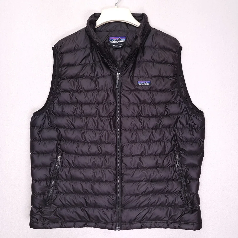 Patagonia Mens Down Sweater Vest Black XXL Puffer 84622 Full Zip Fill Down